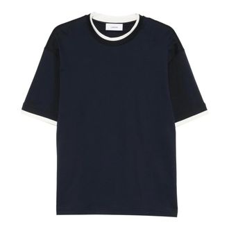 Lardini T-Shirts, male, Blue, Size: XL Crew Neck T-Shirt in Mercerized Pima Cotton