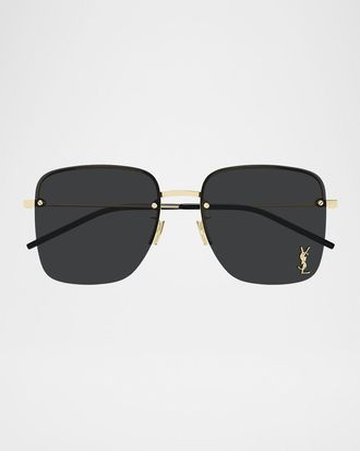 Saint Laurent YSL Rimless Square Metal Sunglasses