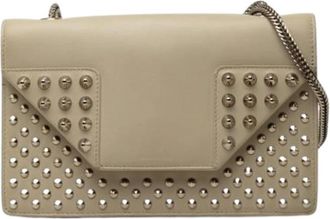 Saint Laurent Pre-owned Vintage Studded Leather Shoulder Bag - Dames - Vintage Schoudertas - Beige - ONE Size - Leer - Vintage