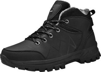 Generic Hiking Boots Mens Waterproof - Hiking Boots Men Wide Fit Winter Warm Ankle Booties Fur Lined Anti-Slip Leather Work Shoes Backpacking Trekking Trails 