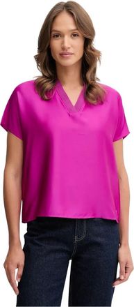 Joseph Ribkoff Satin Boxy Top met Ribboord - Dames - Blouses - Paars - XS - Polyester - Overhemden