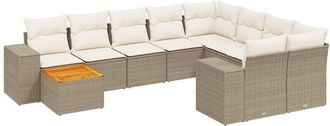 vidaXL Set De Sof&aacute;s De Jard&iacute;n 11pzas Con Cojines Rat&aacute;n Sint&eacute;tico Beige Vidaxl