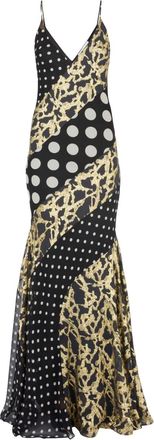 Nina Ricci Abito lungo in seta a pois - Nero