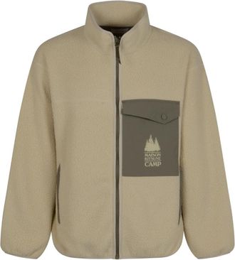Maison Kitsun&eacute; Casual Fleece Jacket - Heren - Vesten met rits - Beige - M - Polyester - Hoodies & sweatvesten