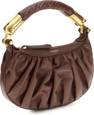 Balmain Womens Mini Bag &Eacute;b&egrave;ne Calf Suede Dark Brown Shoulder