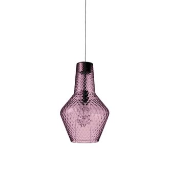 Zafferano Zafferano Lampada A Sospensione, Vetro Soffiato E Metallo, &Oslash; 250x3180 Mm, 1x E27 Da 70 Watt, Ip20, Struttura Grigia, Vetro Ametista