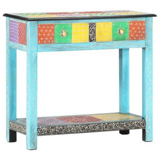 vidaXL Vidaxl - Mesa Consola Pintada A Mano Madera Maciza De Mango 80x35x75 Cm