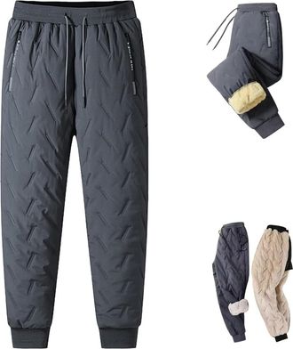 Generic Unisex Plush-Lined Waterproof Pants, Warm Windproof Comfort Sweatpants, Winter Outdoor Jogging Bottoms Active Pant