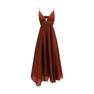 Zimmermann Bordeaux Silk Long Womens Dress