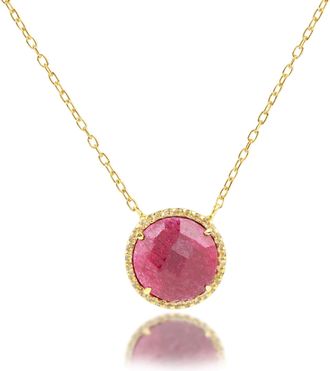 MAX + STONE 18k Gold Over Sterling Silver 3.2 Ct. 10x10mm Round Gemstone Necklace