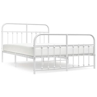 Berkfield Home Metal Bed Frame with Headboard & Footboard White 135x190 cm Double