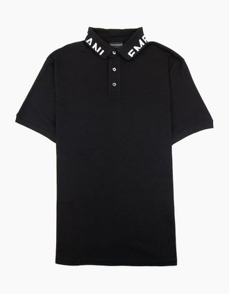 Emporio Armani Mens Emporio Armani Mercerised Pique Polo - Black - Size: 40