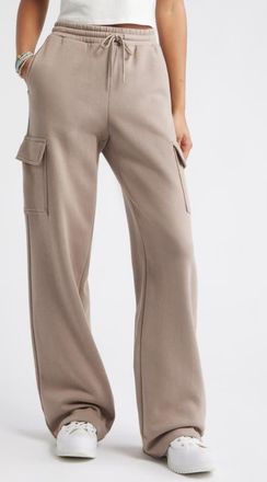 BP. Baggy Wide Leg Cargo Sweatpants in Grey Fungi at Nordstrom, Size Xx-Small