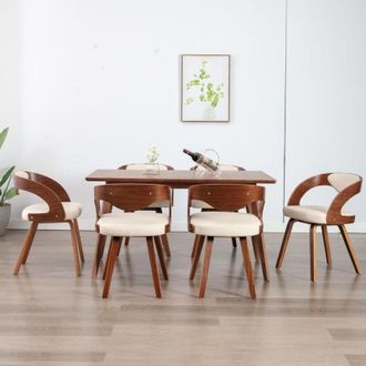 vidaXL Vidaxl - Sedie da Pranzo 6 pz Crema in Legno Piegato e Similpelle