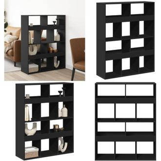 vidaXL Divisorio Stanza Nero 100x33x125,5 cm in Truciolato - Libreria divisoria - Scaffale per ufficio