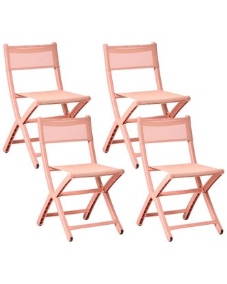 Beliani Conjunto de 4 sillas de jard&iacute;n plegable coral