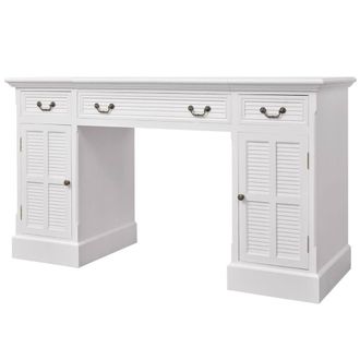Berkfield Home Double Pedestal Desk White 140x48x80 cm | Size: 140 x 48 x 80 cm