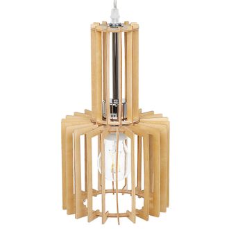 Beliani L&aacute;mpara Colgante De Madera Clara Mdf Metal Iluminaci&oacute;n Colgante Pantalla Abierta Dise&ntilde;o Boho Decoraciones Niari