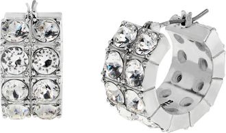 AllSaints Double Crystal Hoop Earrings in Rhodium at Nordstrom Rack