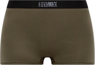 Maison Margiela Ondergoed, Dames, Groen, XS, Katoen, Logo Boxer Briefs