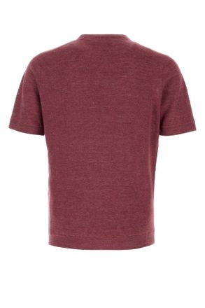 Brunello Cucinelli Mens Tyrian Purple Linen Blend Sweater C7796 Exterior: Cotton Polo