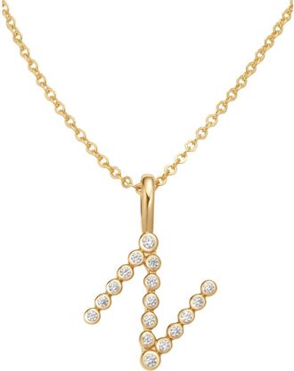 Made by Mary CZ Poppy Initial Necklace in Gold Vermeil Initial N at Nordstrom