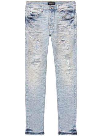 Purple distressed low-rise skinny jeans - men - Lycra/pure cotton - 32 - Blue