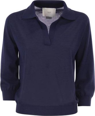 VANIS&Eacute; Cashmere Zijde Polo - Dames - Cashmere truien - Blauw - XL - Kasjmier - Truien & Vesten