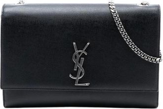 Saint Laurent Pre-owned Cross Body Bags, female, Black, Size: ONE SIZE Pre-owned Leather Crossbody Bag