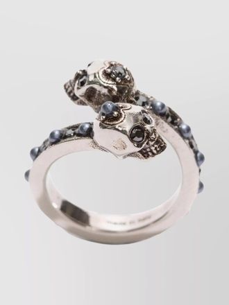 Alexander McQueen crystal-embellished wrap ring