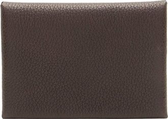 Herm&egrave;s Brown Mysore Leather Calvi Duo Compact Card Holder (Authentic Pre- Loved)