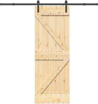 vidaXL Puerta Corredera Con Herrajes Madera Maciza De Pino 70x210 Cm Vidaxl