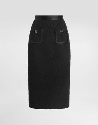 Dolce & Gabbana Rachel Basketweave Straight Skirt - Woman Skirts Black 36