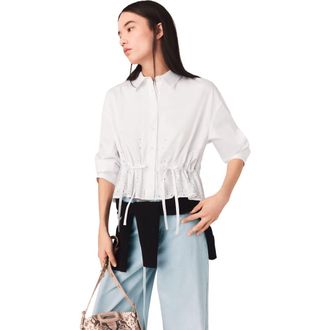 Maje Cotton shirt with rhinestones in White at Nordstrom, Size X-Small