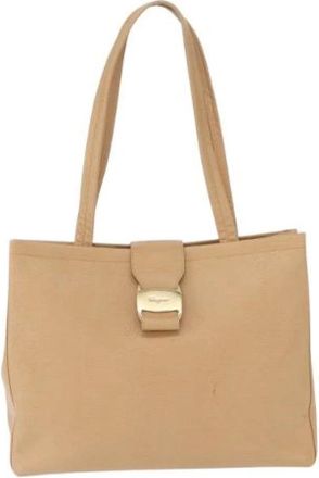 Ferragamo Pre-owned Tote Bags, female, Beige, Size: ONE SIZE Pre-owned Leather Tote Bag
