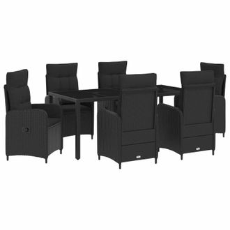 vidaXL Juego De Comedor Para Exteriores 7 Pcs Negro 190 X 90 X 75 Cm Vidaxl