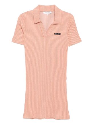 Maison Kitsun&eacute; ribbed polo dress - women - Cotton/Polyester/Elastane - S - Pink