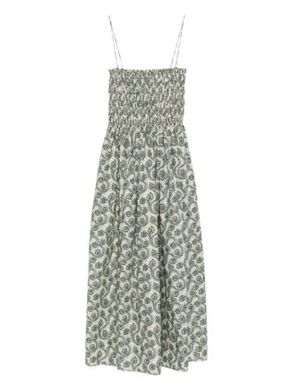 Matteau shirred printed maxi dress - women - Organic Cotton - 3 - Neutrals