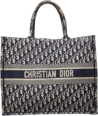 Dior Navy Canvas Handbag Tote Bag (Pre-Owned)