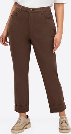 Sheego 5-Pocket-Jeans SHEEGO, Damen, Gr. 40, Normalgr&ouml;ssen, schoko, 98% Baumwolle, 2% Elasthan, unifarben, lang, Jeans 5-Pocket-Jeans