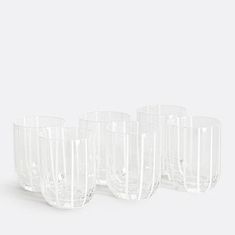 La Redoute Interieurs Set van 6 wit gestreepte waterglazen, DELVI