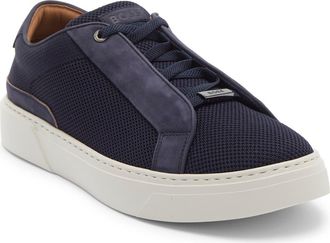 BOSS Gary Textured Leather Low Top Sneaker in Dark Blue at Nordstrom Rack, Size 13Us / 12Uk