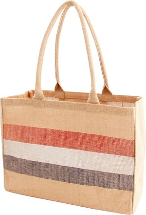 KAF Home Jute Market Tote Bag with Handles (Parisian Stripe)