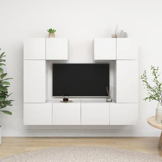 vidaXL Set De Muebles De Sal&oacute;n Tv 6 Piezas Madera De Ingenier&iacute;a Blanco Vidaxl