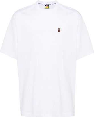 A Bathing Ape embroidered-logo cotton T-shirt - men - Cotton - M - White