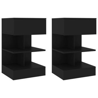 vidaXL Mesitas De Noche 2 Unidades Negro 40x35x50 Cm Vidaxl