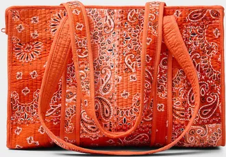 Simons Womens Paisley patchwork quilted tote bag