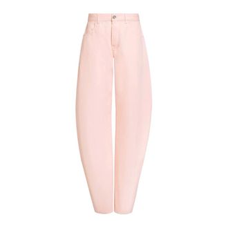 Alaia Round Denim Trousers - female - Ala&iuml;a - Loose Fit Jeans - Pink - 2XS - Jeans
