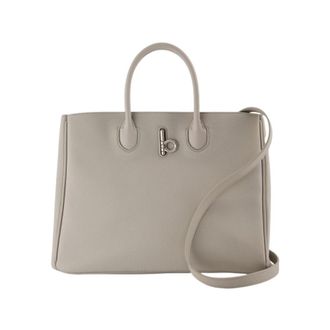 Burberry Grijze Leren Rocking Horse Winkelmand - Dames - Handtassen - Grijs - ONE Size - Leer - Tassen