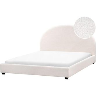 Beliani Cama De Agua Minimalista De Boucl&eacute; 160 X 200 Cm Blanco Crema Vaucluse